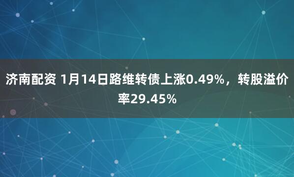 济南配资 1月14日路维转债上涨0.49%，转股溢价率29.45%